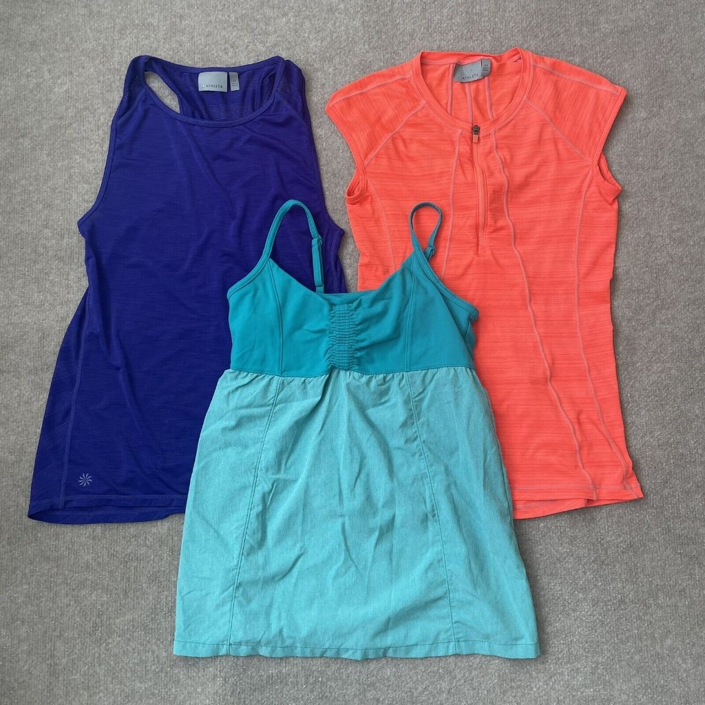 Athleta Tank Tops Womens Xs Purple Orange Teal Lot Of 3 Active Workout Shirts
